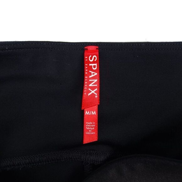 SPANX Faux Leather High Rise Slim Compression Leggings Womens Medium Vegan Black - Picture 2 of 8